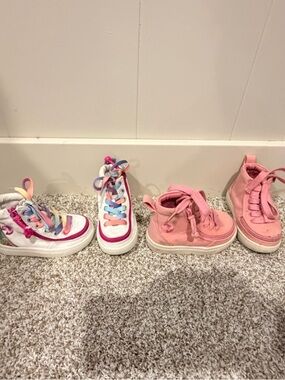 Billy shoes size 6 toddler – 2 pairs (rainbow high tops + pink sneakers)